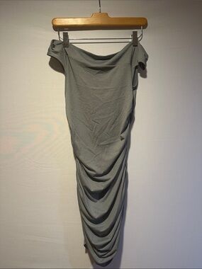 Pull and Bear Off-Shoulder Ruched Bodycon Dress